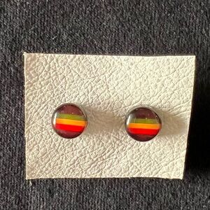 Rasta Color Striped Fake Plug Earrings